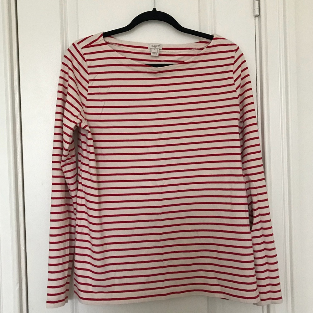 Jcrew Cream and Red Striped Shirt